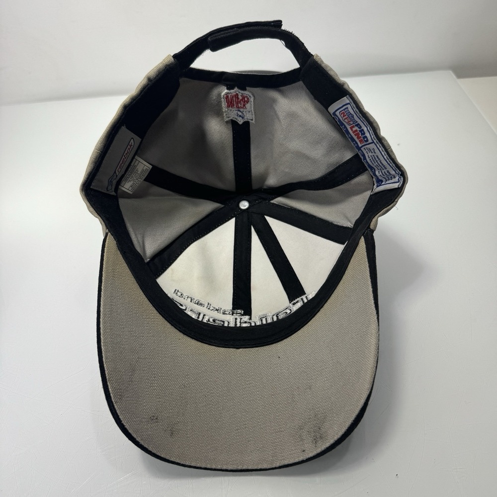 Vintage Oakland Raiders Reebok Strapback Sports Hat NFL 90s Black Gray Pinwheel - Picture 7 of 9